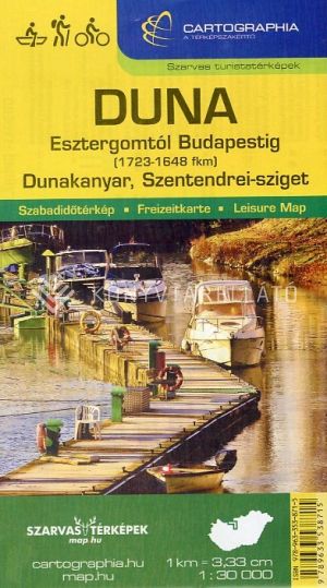 Kép: Duna Esztergomtól Budapestig - Dunakanyar, Szentendrei-sziget turista-, kerékpáros- és vízitúra térkép