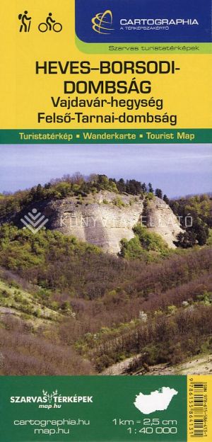 Kép: Heves-Borsodi-dombság, Vajdavár-hegység, Felső-Tarnai-dombság turistatérkép (Szarvas) 2023